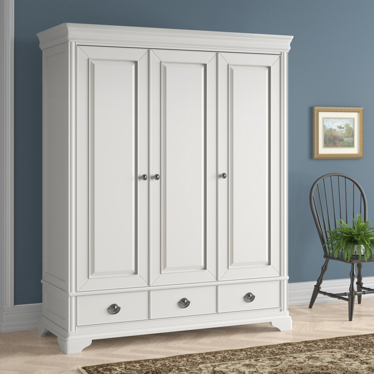 Aaden 3 Door Solid Manufactured Wood Wardrobe